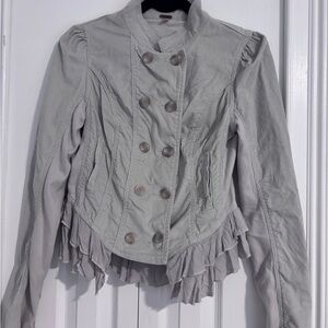 Free People Women's Gray Double-Breasted Jacket